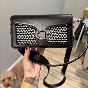 Coach Black Leather Crossbody Bag with Silver Accents